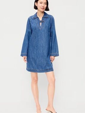 Old Navy Long Sleeve Popover Denim Dress